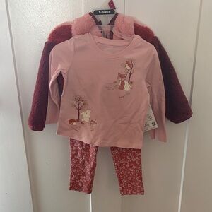 Pink Kids Matching Set with Animal Print